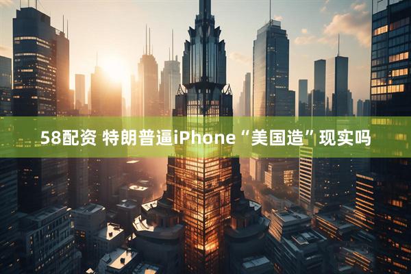 58配资 特朗普逼iPhone“美国造”现实吗